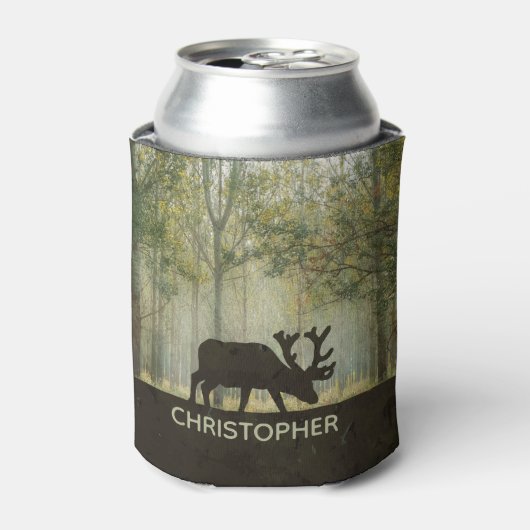 Moose in Forest Illustration Personalized Blikjeskoeler (Blikje Voorkant)