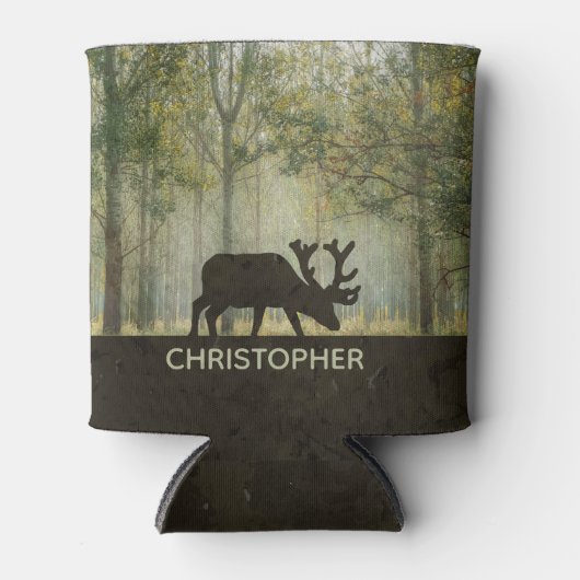Moose in Forest Illustration Personalized Blikjeskoeler (Voorkant)