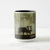 Moose in Forest Illustration Personalized Mok (Midden)