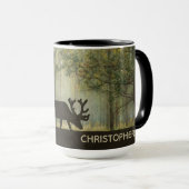 Moose in Forest Illustration Personalized Mok (Voorkant rechts)