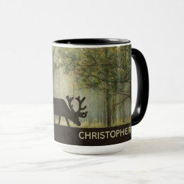 Moose in Forest Illustration Personalized Mok