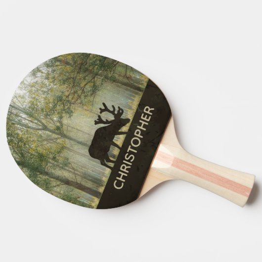 Moose in Forest Illustration Personalized Tafeltennisbatje (Zijkant)