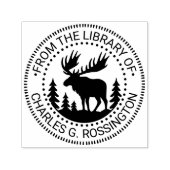 Moose in Forest Silhouette Library Boeknaam Zelfinktende Stempel (Design)