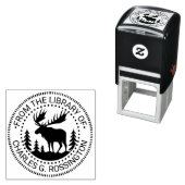 Moose in Forest Silhouette Library Boeknaam Zelfinktende Stempel (In situ)