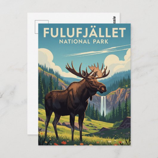 Moose in Fulufjället National Park Zweden Reizen Briefkaart (Voorkant / Achterkant)
