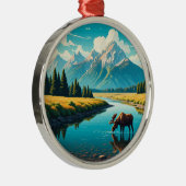 Moose in Grand Teton National Park Metalen Ornament (Rechts)