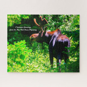 Moose in Grand Tetons. Kerstgroet Jigzaag Legpuzzel