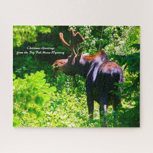 Moose in Grand Tetons. Kerstgroet Jigzaag Legpuzzel (Horizontaal)