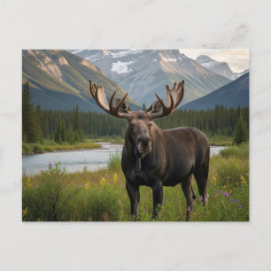 Moose in het Banff National Park in Canada Briefkaart