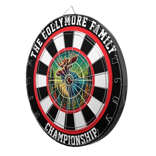 Moose in het bos Bullseye Dartbord (Voorkant Rechts)