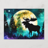 Moose in het bos Volle maan Briefkaart (Voorkant)