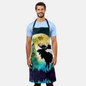 Moose in het bos Volle maan Schort (Gedragen)