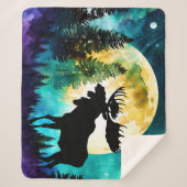 Moose in het bos Volle maan Sherpa Deken (Voorkant)