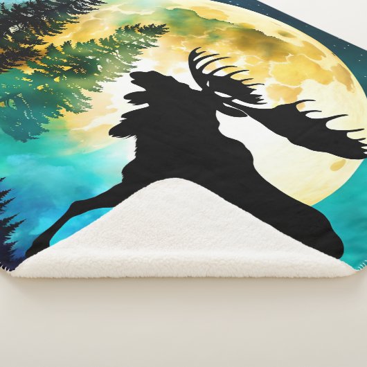 Moose in het bos Volle maan Sherpa Deken (3/4)