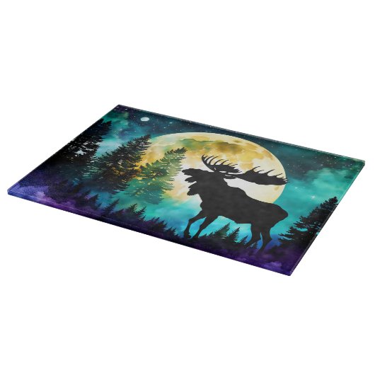Moose in het bos Volle maan Snijplank (Hoek)