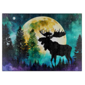 Moose in het bos Volle maan Snijplank (Voorkant)