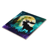 Moose in het bos Volle maan Tegeltje (Zijkant)