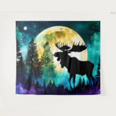 Moose in het bos Volle maan Wandkleed (Voorkant (horizontaal))