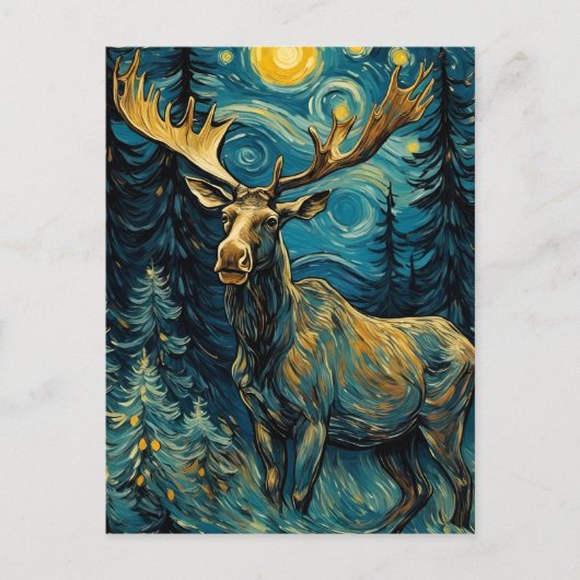 Moose in het dennenbos Van Gogh Briefkaart (Voorkant)