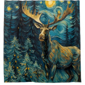 Moose in het dennenbos Van Gogh Douchegordijn (Voorkant)