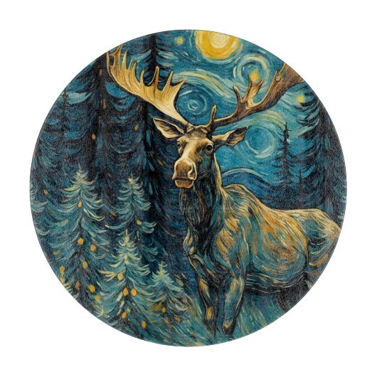 Moose in het dennenbos Van Gogh Snijplank (Voorkant)