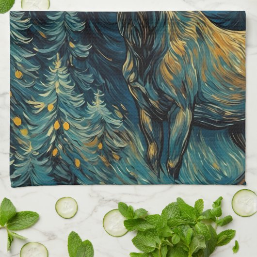 Moose in het dennenbos Van Gogh Theedoek (Gevouwen)