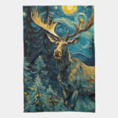 Moose in het dennenbos Van Gogh Theedoek (Verticaal)