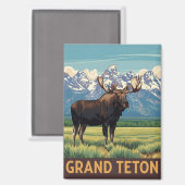 Moose in het Grand Teton National Park Magneet (Voorkant / Achterkant)