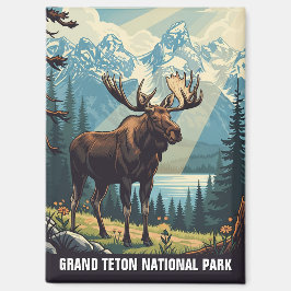  Moose in het Grand Teton National Park Magneet