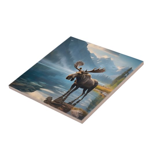 Moose in het meer tegeltje (Zijkant)