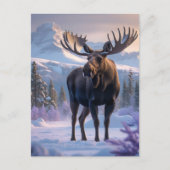 Moose in het sneeuwbos briefkaart (Voorkant)