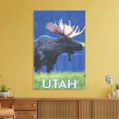 Moose in MoonlightUtah Canvas Afdruk (Insitu (Woonkamer))