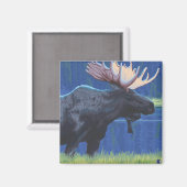 Moose in MoonlightUtah Magneet (Voorkant / Achterkant)