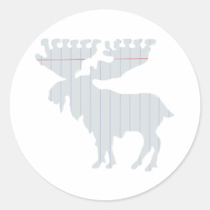 Moose in notitieboek pagina - Kies achtergrondkleu Ronde Sticker