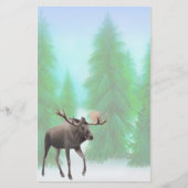 Moose in Pine Forest Stationery Briefpapier (Voorkant)
