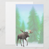 Moose in Pine Forest Stationery Briefpapier (Voorkant / Achterkant)