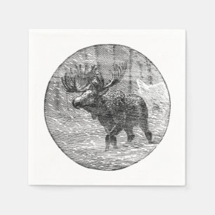 Moose in Snow Emblem Servetten