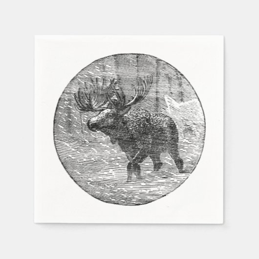 Moose in Snow Emblem Servetten (Voorkant)