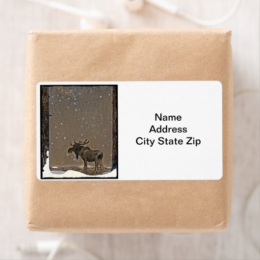 Moose in Snow Etiket (Insitu)