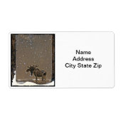 Moose in Snow Etiket (Voorkant)