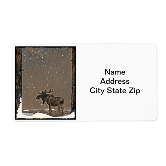 Moose in Snow Etiket (Voorkant)