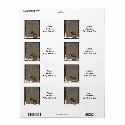 Moose in Snow Etiket (Full Sheet)