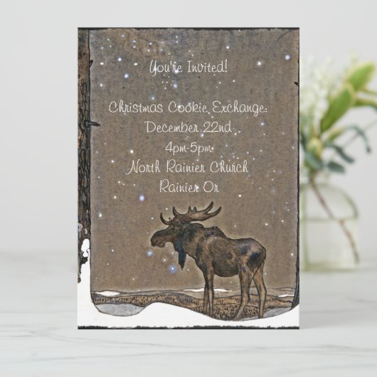 Moose in Snow Kaart (Staand voorkant)