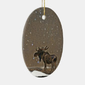 Moose in Snow Keramisch Ornament (Rechts)
