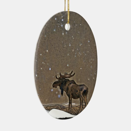 Moose in Snow Keramisch Ornament (Rechts)