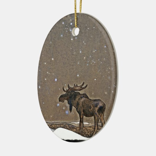 Moose in Snow Keramisch Ornament (Links)