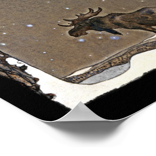 Moose in Snow Poster (Hoek)