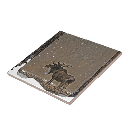 Moose in Snow Tegeltje (Zijkant)