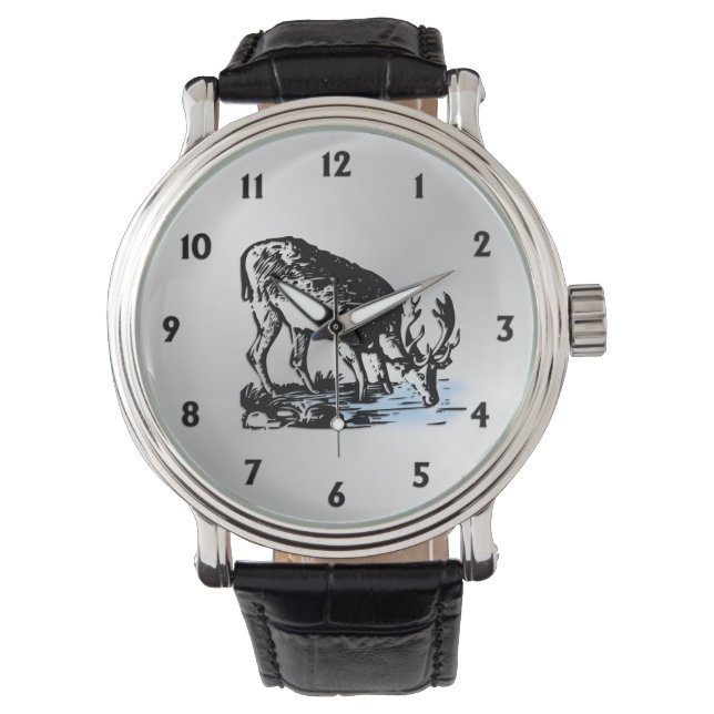 Moose in Stream Horloge (Voorkant)