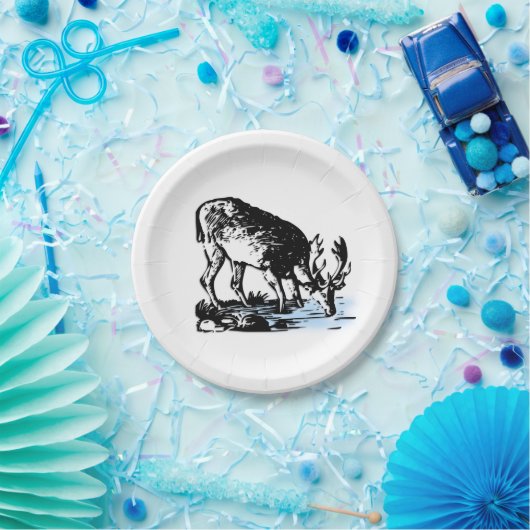 Moose in Stream Papieren Bordje (Feest)